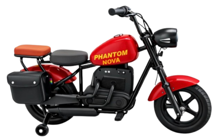 אופנוע חשמלי לילדים Phantom Nova Ultra בצבע אדום – עיצוב צ'ופר אמריקאי